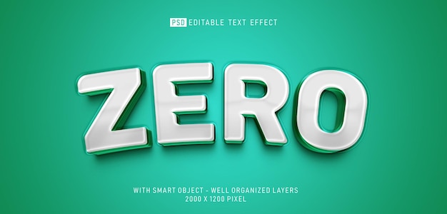 Editable text effect zero 3d style