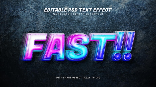 Editable text fast style with 3d effect