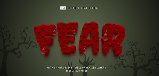 Editable text fear style with 3d effect