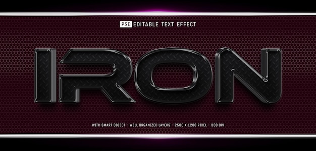 Editable text iron with effect 3d style