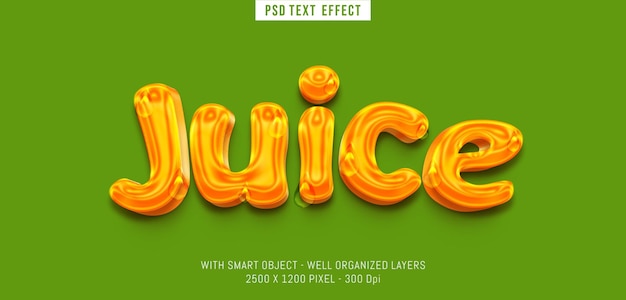 Editable text juice style with 3d effect