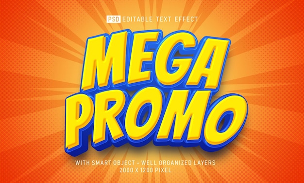 Editable text mega promo for promotion with 3d style effect