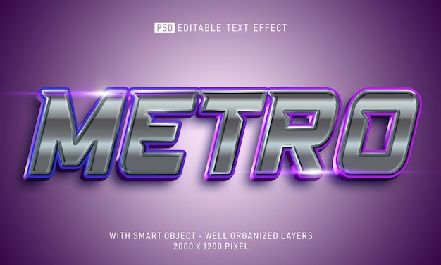 Editable text Metro with 3d style effect