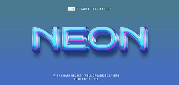 Editable text neon 3d style effect