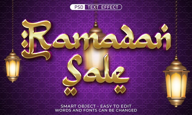 editable text ramadan sale with 3d effect