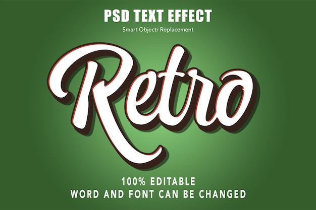 Editable text retro font style text effect