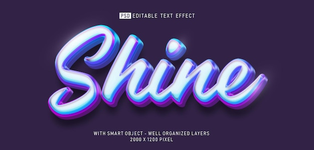 Editable text Shine 3d style effect