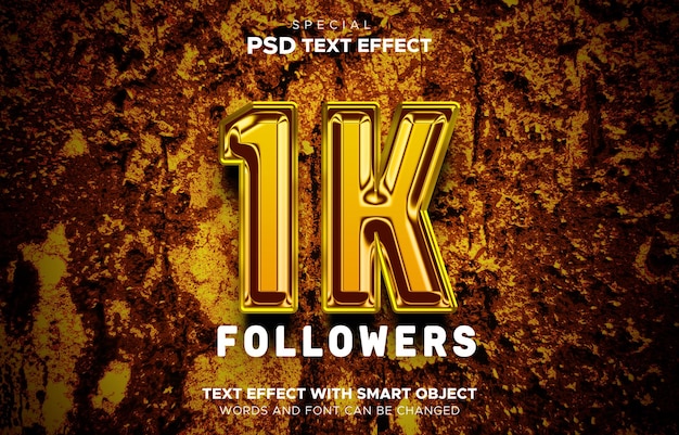 Editable text style 1K number effect gold