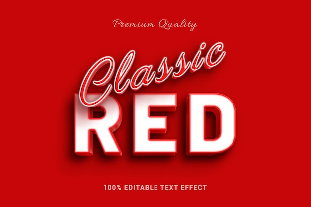 Editable text style effect 3d classic red