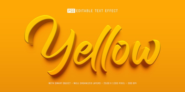 Editable text yellow style with 3d effect