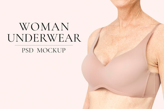 PSD editable women’s underwear mockup psd for mature inclusive apparel ad