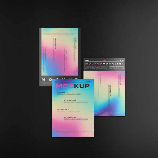 Editorial elements mock-up design with holographic effect