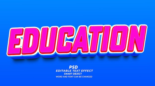 Education 3d editable text effect PSD template smart object