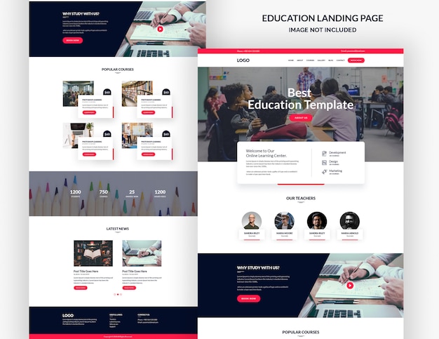 Education course landing page template