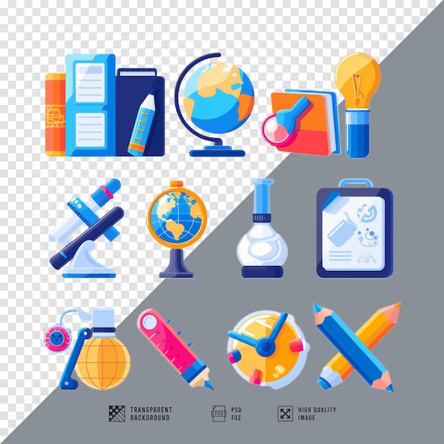 PSD education icon bundle without background hd quality