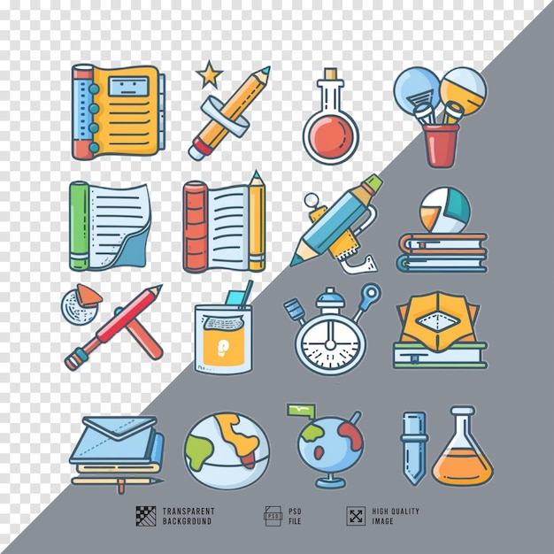 PSD education icon bundle without background hd quality