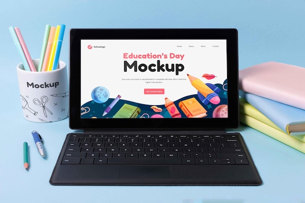 Education's day mock-up laptop arrangement