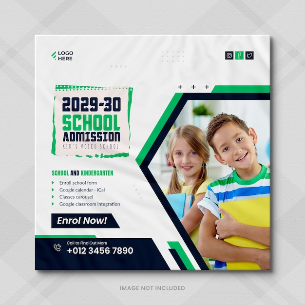 Education Social Media Banner for Kids School Admission