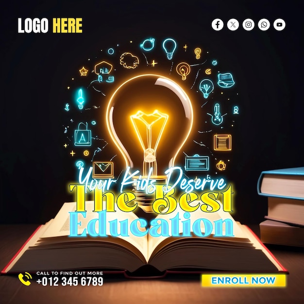 PSD education social media banner and poster template