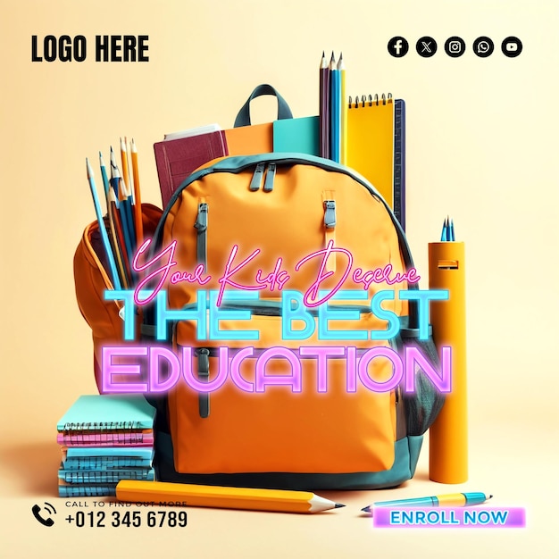 PSD education social media banner and poster template