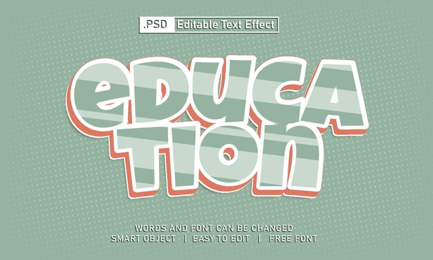 Education text style effect psd editable template