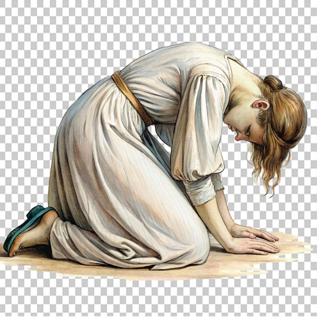 PSD edward leer drawing woman lost her head on transparent background