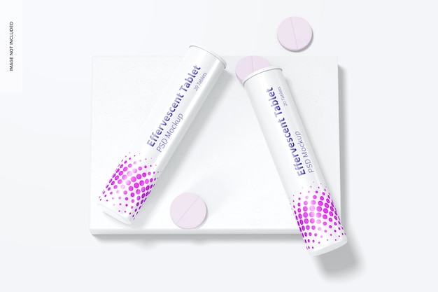 Effervescent Tablet Bottles Mockup, Top View