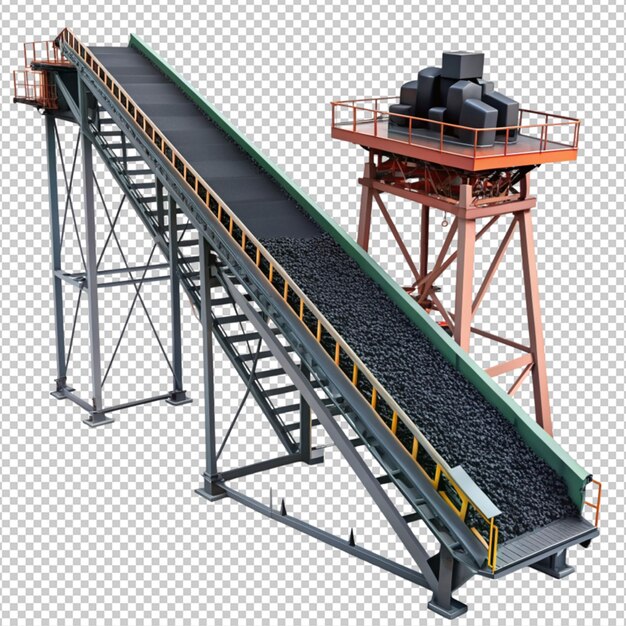 efficient coal conveyor system isolated on transparent background