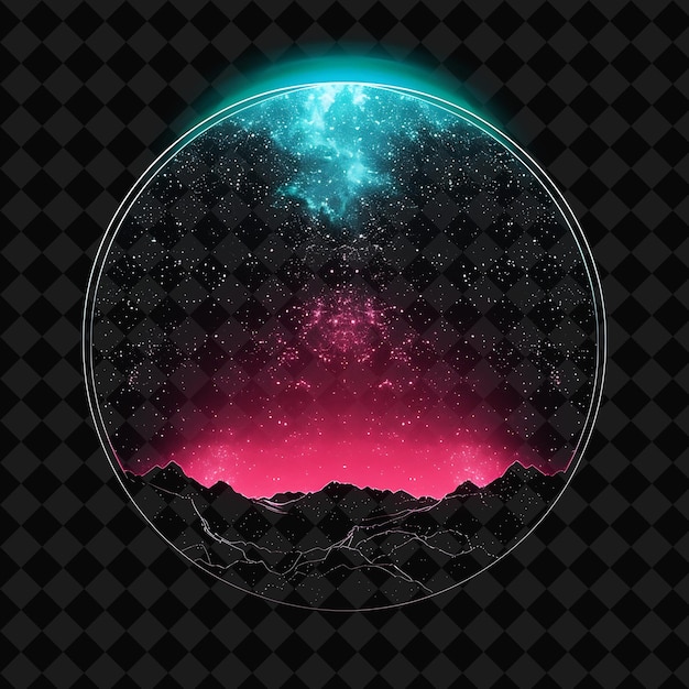 PSD effulgent neon cosmic background radiation inside a silhouet png y2k neon space designs