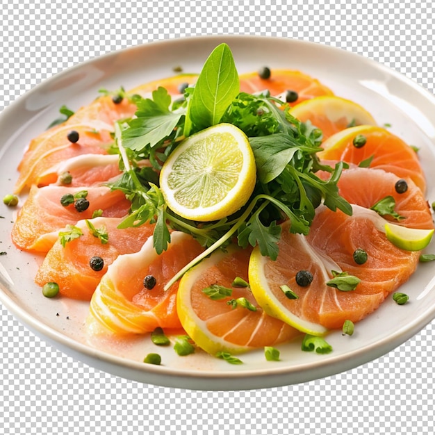 PSD egetable salad with slices of lemon on white plate high quality photo