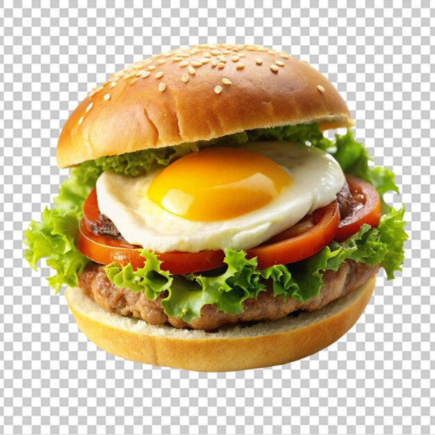 egg burger isolated on transparent background