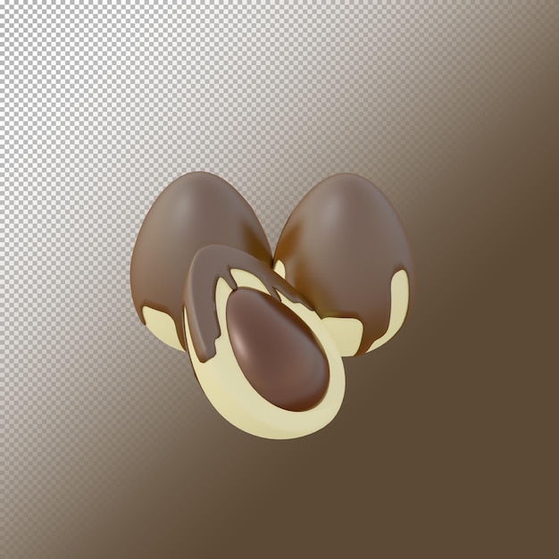 egg chocolate cake with cream in 3d render