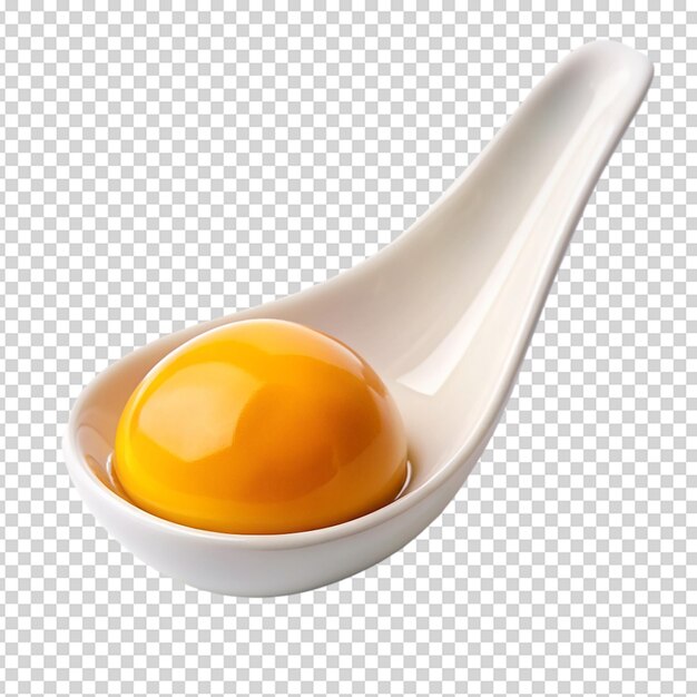 PSD egg yolk on white spoon isolated on white background