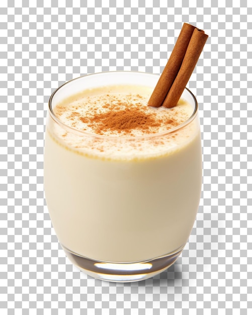 Eggnog with cinnamon stick isolated on transparent background png psd