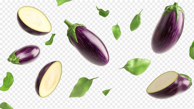 Eggplant falling isolated on a transparent background