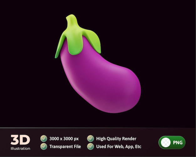 Eggplant Vegetable Icon 3d Illustration