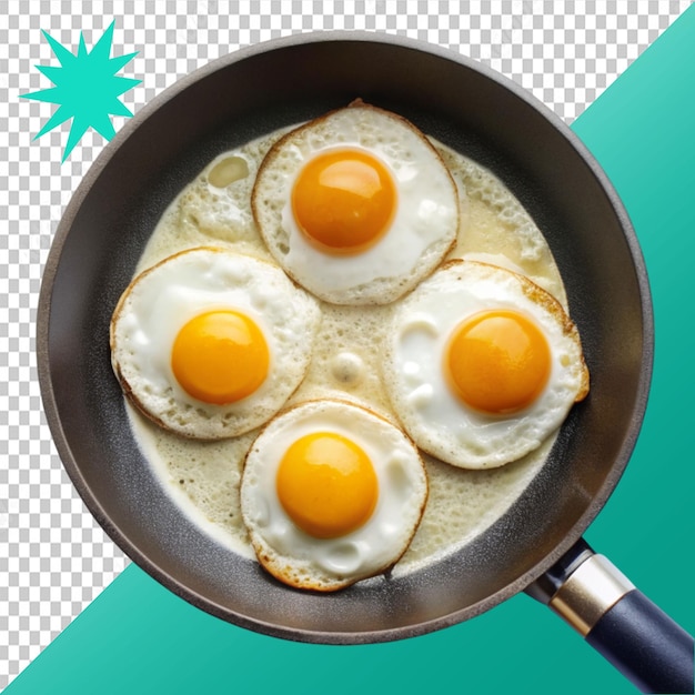 eggs being fried isolated on transparent background