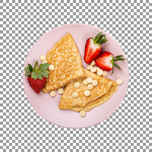 eggs omelet with strawberry isolated on transparent background