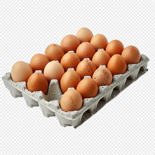 PSD eggs in tray on isolated transparent background