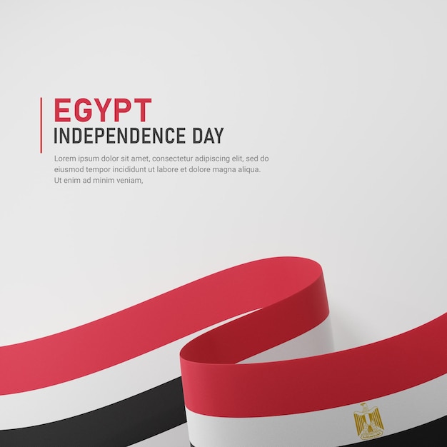 Egypt independence day waving ribbon flag square banner template