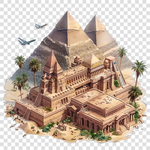 PSD egyptian scene with pyramids and temples fantasy medival