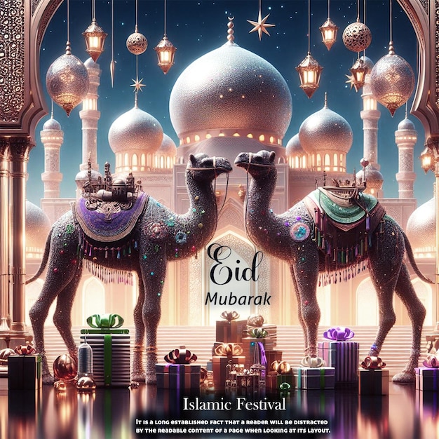 Eid Al Adha Islamic decorative background poster