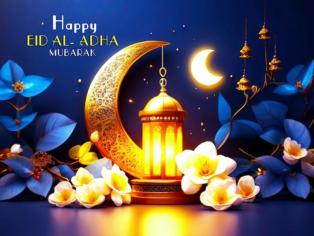 Eid al adha mubarak arabic festival isolated banner template