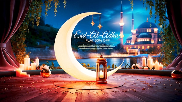 Eid al adha mubarak banner illustration design template