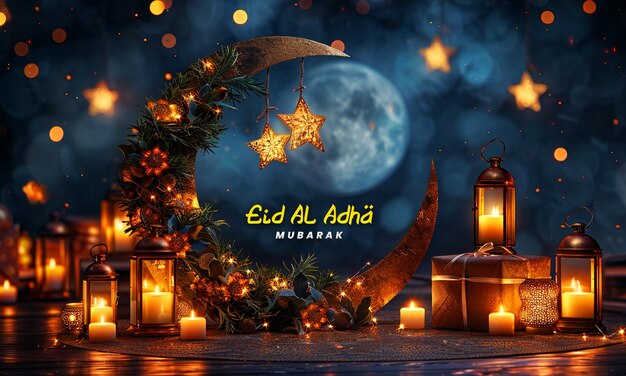 PSD eid al adha mubarak beautiful greeting banner background