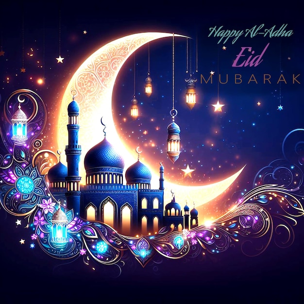 Eid Al Adha mubarak beautiful greeting card background template