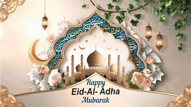 Eid Al Adha mubarak festival greeting background design