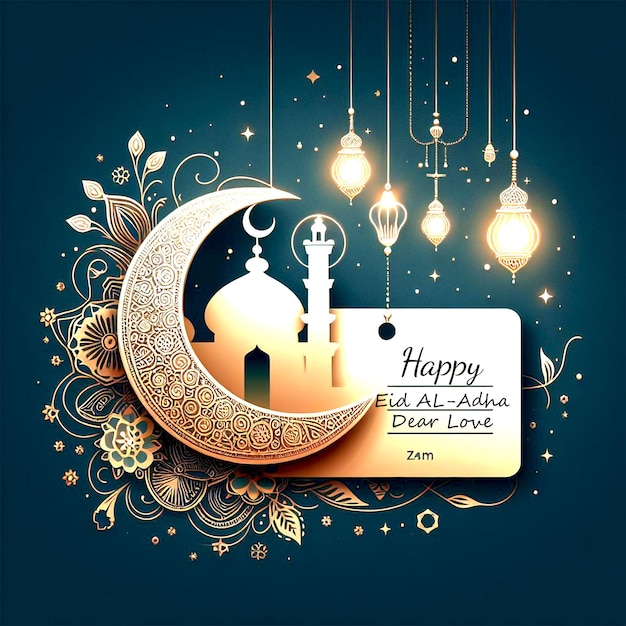 Eid Al Adha mubarak festival greeting card