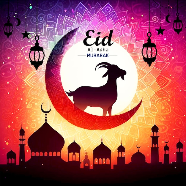 Eid al adha mubarak festival night background design