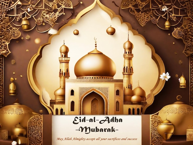 Eid Al Adha mubarak Islamic elegant banner design templete